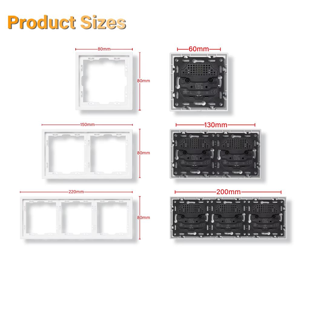 BSEEDInterruptores de Luz Mecânicos de 1 Tecla Botões Grandes 2/3 Vias Para Escadas Mais Tomadas de Energia UE Tomadas de Carregamento USBC Estrutura de Plástico