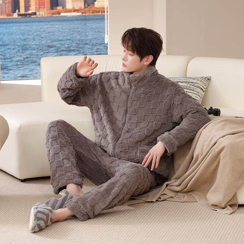 OEING Men's Coral Fleece Warm Loungewear Set