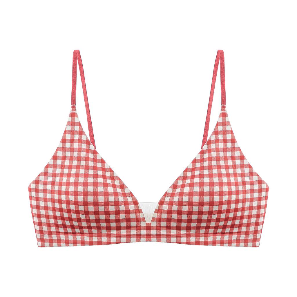 Girl Floral French Triangle Cup Underwear B Smooth Mesh Big Chest Small Non-empty Cup Anti-sagging Bra Women