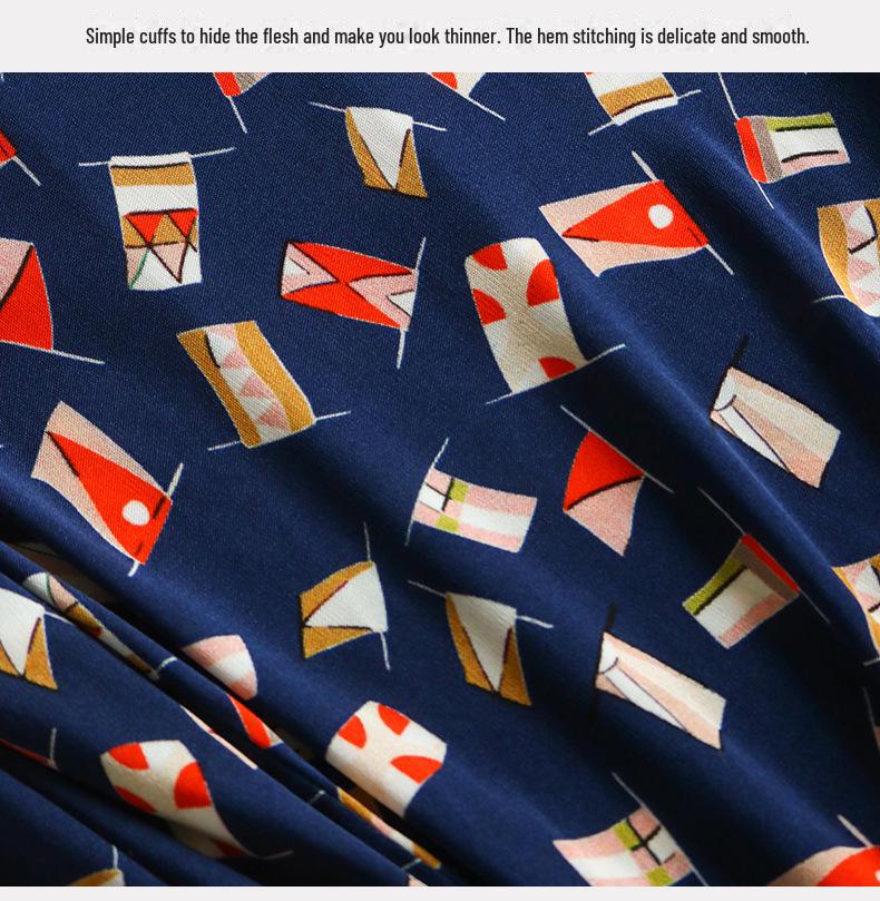 Tangge Silk Autumn/Winter Warm Printed Knitted Underwear Set