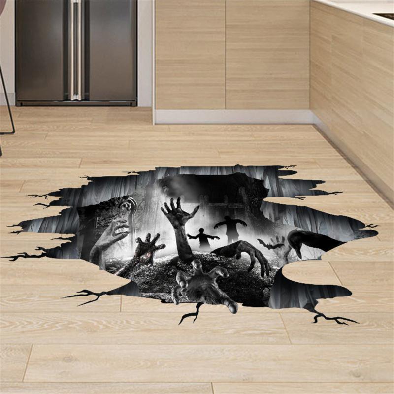 2pcs Pvc 3d Halloween Wall Stickers Scary Hand Decals Wall Posters Mural For Living Room Decor