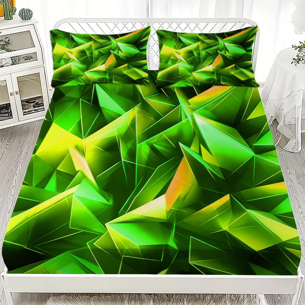 1pc Polygon Sheet Set Geometric Visual 3D Printed Cool Gradient Bedding Sheet Gift For Boys Teen Adult Home Living Room Decor