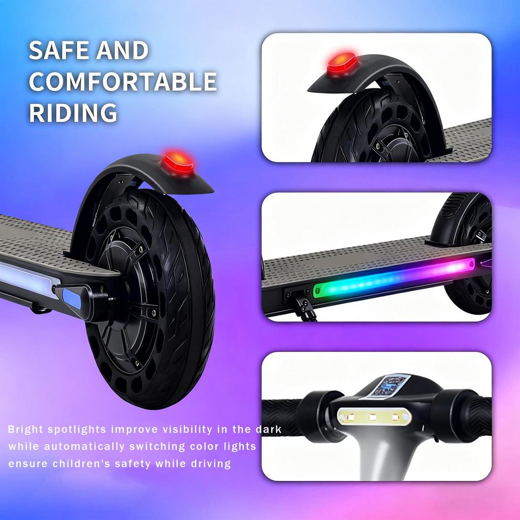 Kids Electric Scooter 8-16 Years,Foldable with LED Display,Adjustable Speed/Height,20km Range,Max 20km/h