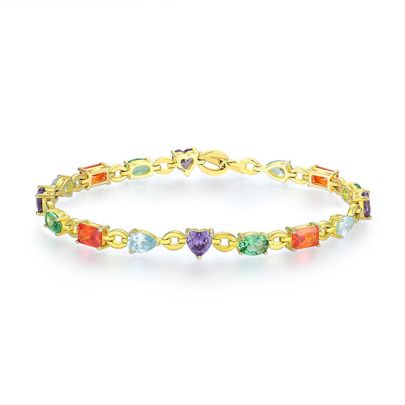 18K Gold-Plated Sterling Silver Luxury Women s Gemstone Bracelet 925 Silver
