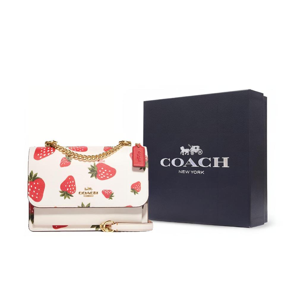 New COACH Klare Leather Trunk Bag Shoulder Bag Crossbody Bag Small Size Women's White & Red CH333-IMCAH