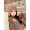 New Autumn and Winter Plush Warm Knitted Hat for Women Sweet and Cute Plus Velvet Ear Protection and Cold Proof Woolen Hat