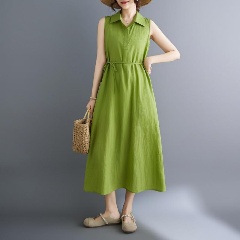 Ärmelloses Plus-Size-Vintage-Neuheiten in Kleidern für Damen, lässig, locker, langes Sommerkleid
