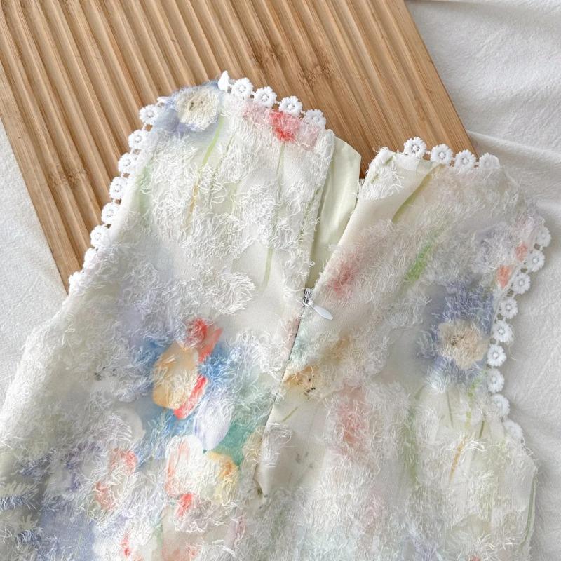 Girls Sleeveless Tulip Print Dress Bow Soft Summer Dress Sweet Princess Outfit Kids Dresses