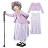 Kids Grandma Cosplay Costume, Floral Dress Funny Old Lady Outfit for 100 Days of School & Carnival Dress Up