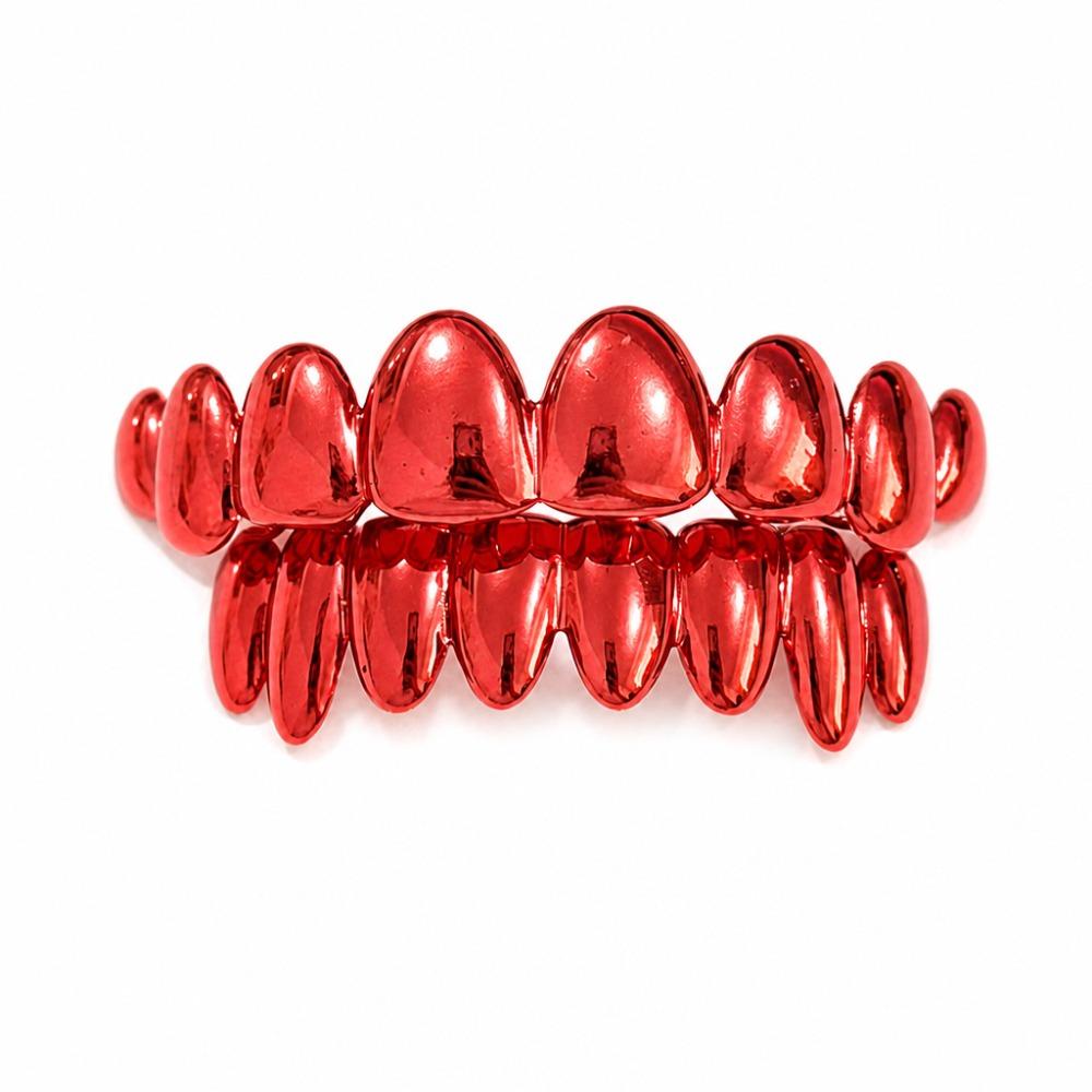 2 piezas/juego Ecológico Dientes de Cobre Grillz Caps Antideslizante Dientes Joyería Eventos