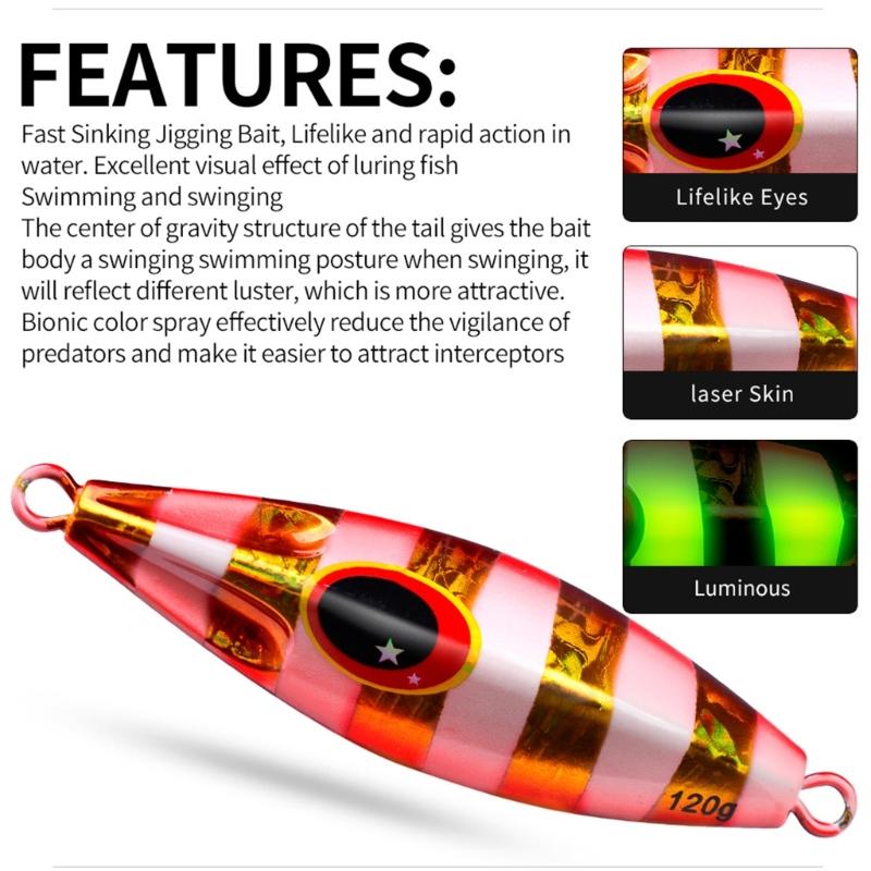 Sea Fishing Jig Fast Sinking Lure Artificial Hard Baits Fishing Baits Metal Jigging Spoon Fishing Tackle Accessory