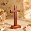 Wooden Decoration Solid Wood Stand Tabletop Ornament, Standing Christian Gifts, Prayer Symbol Religious Faith Decor for Home Room Desktop Display