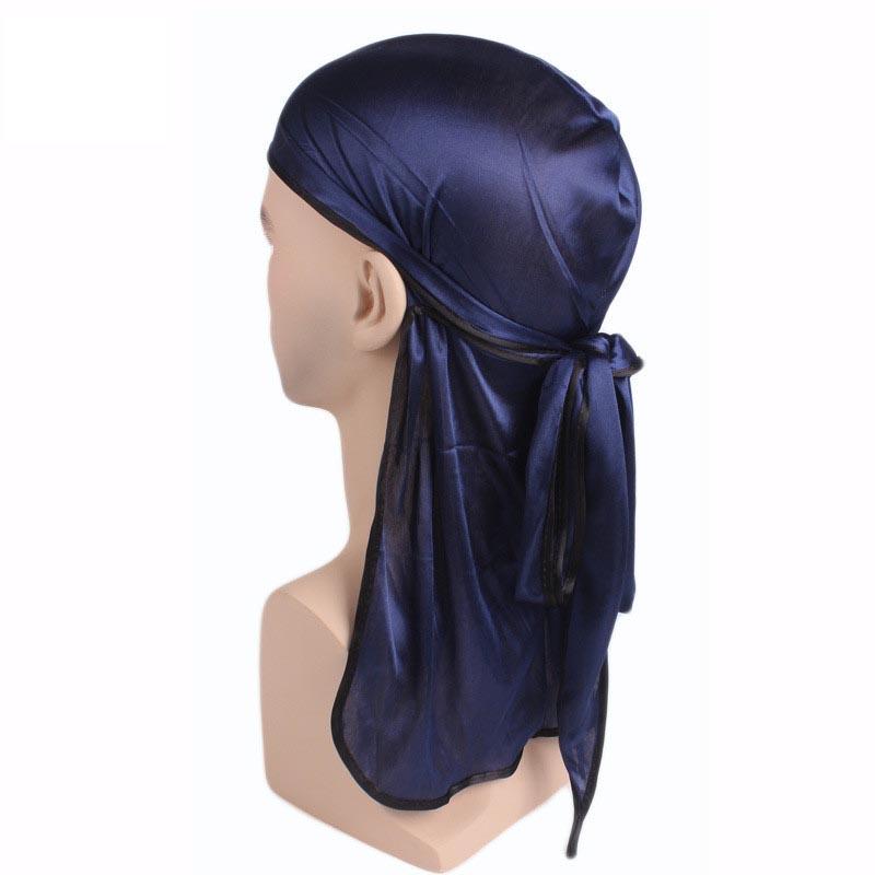 Breathable Unisex Satin Bandana Hat Silky Durag Do Doo Du Rag Long Tail Headwrap