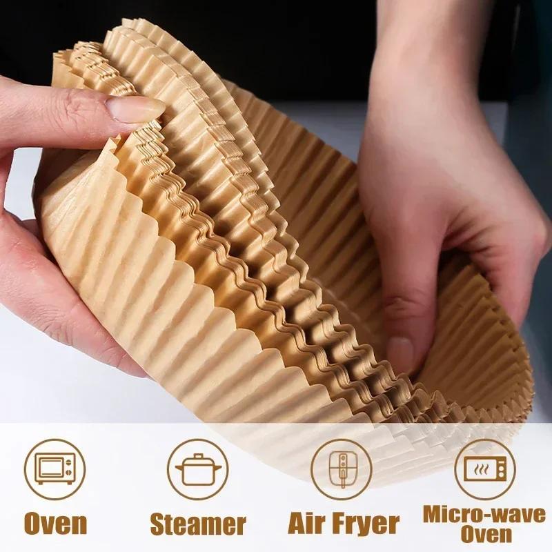 Round Air Fryer Paper Disposable Non-Stick Airfryer Baking Papers Microwave Oven Pot Oil Absorbing Gasket Kitchen Accessories