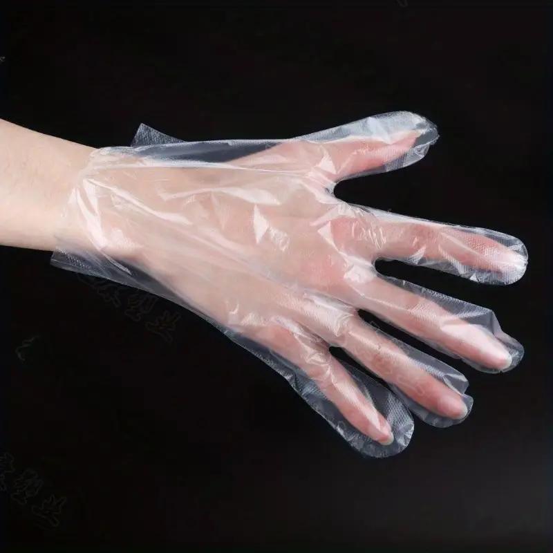 100/500 Piezas Guantes Desechables Grado Alimenticio Plástico Transparente para Restaurante Pollo Frito Pizza Guantes Vajilla de Cocina
