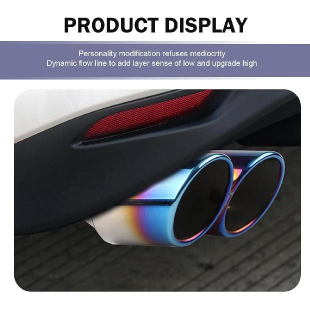Dual Exhaust Tip, Stainless Steel Bending Muffler Exhaust with Bolt, 2.5" Inlet Dual Tail Pipe Muffler Tip, Exhaust Pipe Modification Accessories,