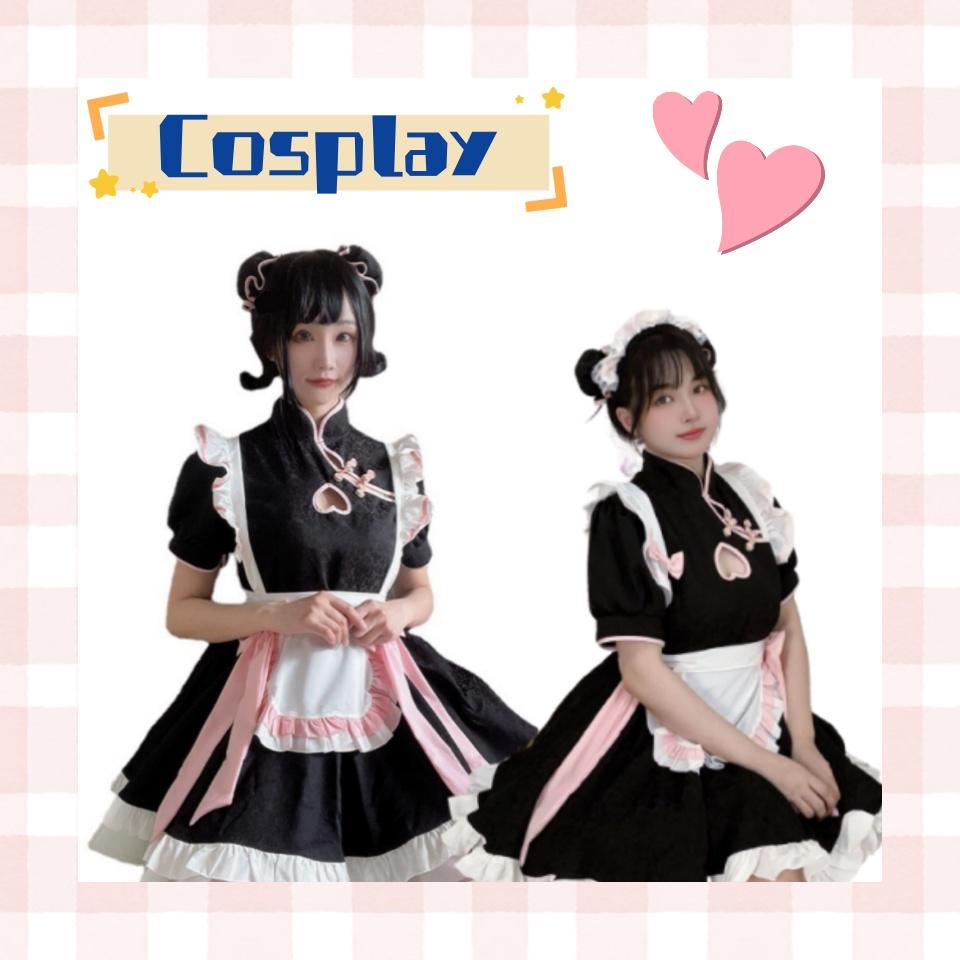 Classic Apron Lolita Dress Maid Costume Game Characters Cosplay Party Halloween