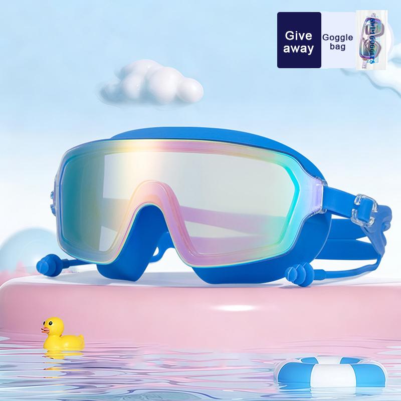 Outdoor Schwimmbrille Anti-Beschlag Weites Sichtfeld Tauchen Schwimmbrille Mit Ohrstöpseln Für Kinder's Wasserdichtes Tauchen Schwimmbrille
