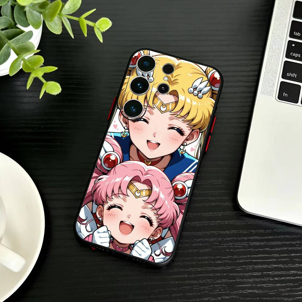 Cartoon S-Sailor M-Moons Phone Case For Samsung S26,S25,S24,S23,S22,S21,S20,Plus,Fe,Lite,Others Black Cover