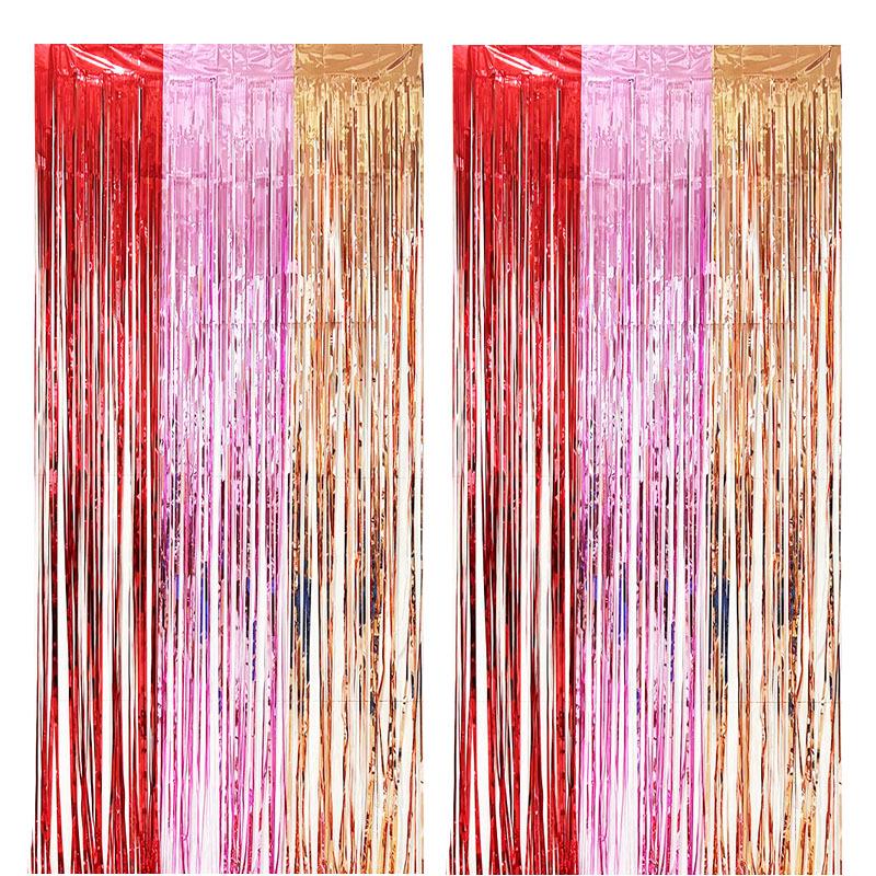 Color-Block Tinsel Curtain 1x2m - Festive Background for Christmas, Halloween, and Birthdays