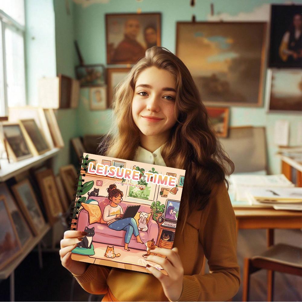 1pc,Girls Colouring Book - Teen Colouring Book - 30 Sheets, 8.3x 8.3 inches, Adult Stress Relief, Birthday, Holiday Party Gift