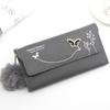 Pu Material Ladies Long Wallet With Butterfly Flowers And Letter Pattern For Home Storage