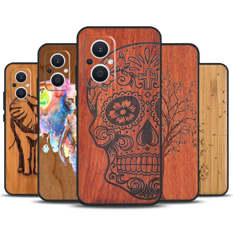 Bamboo Wood Pattern Skull Print Case For OPPO Reno 8T 4Z 5Z 4 5 6 7 8 Lite 10 Pro OPPO Find X6 Pro X2 X5 Lite X3 Neo Cover