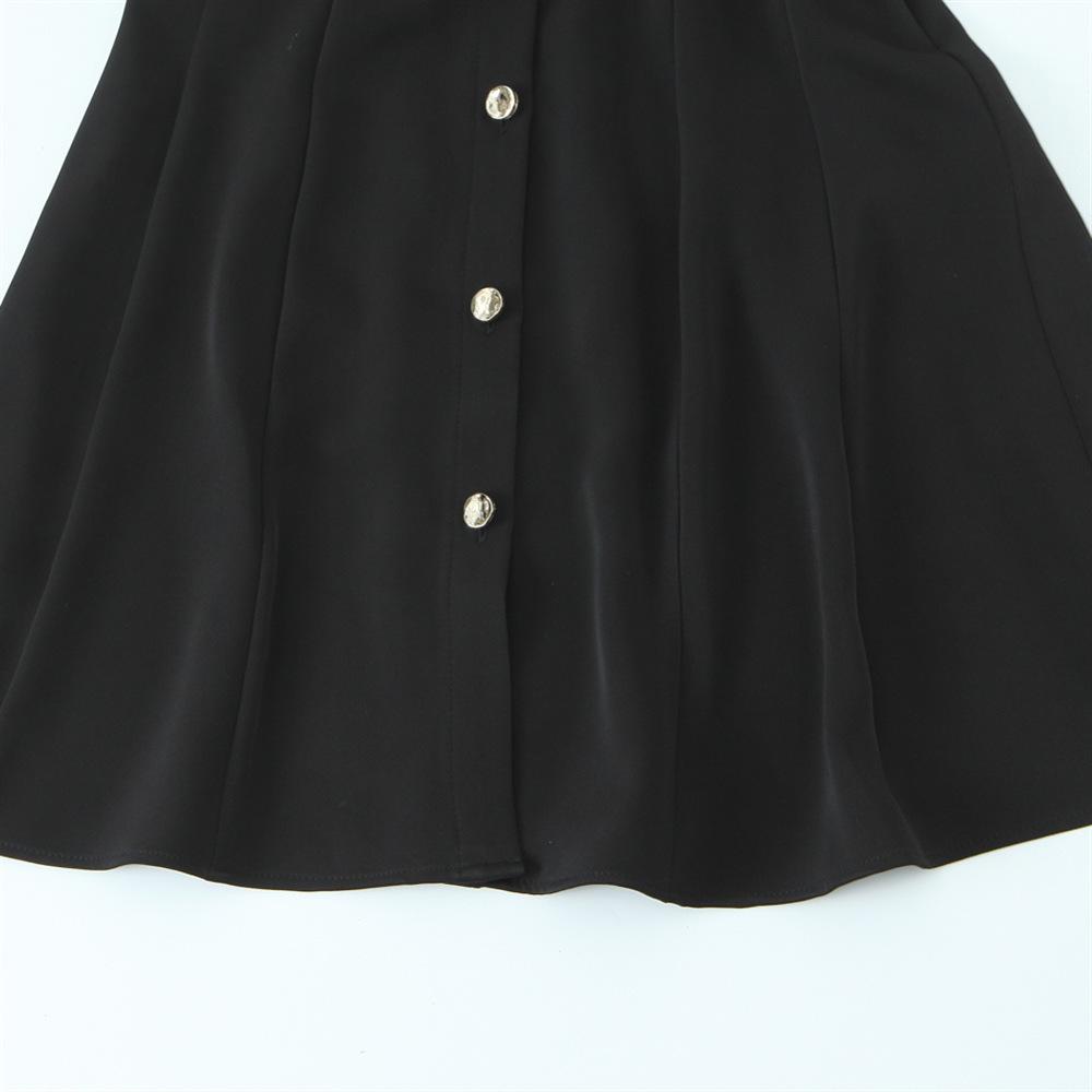 2025 Spring Women's Sleeveless Mini Shirt Dress with Gold Buttons