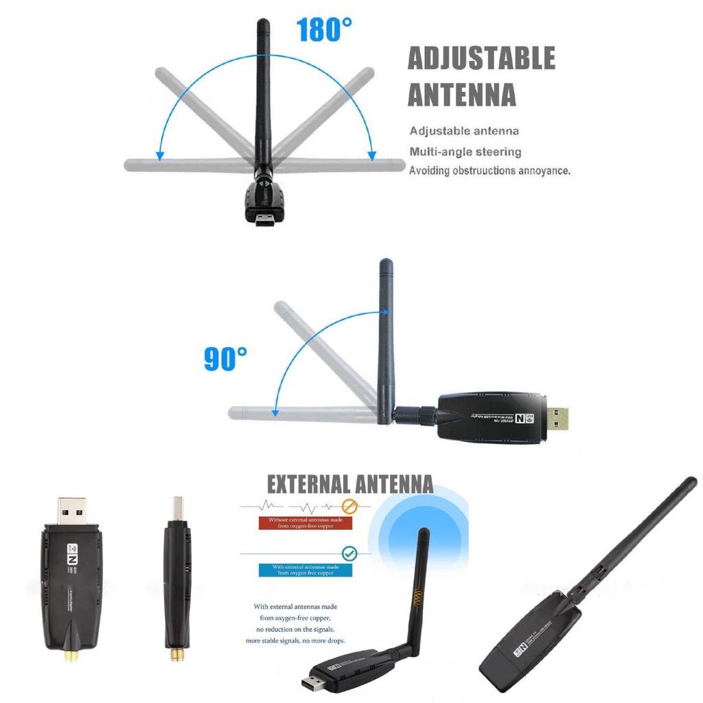 Usb 300mbps Wireless Wifi Adapter Dongle Network Lan Card 80211bgn Antenn W