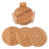 6PCS Bamboo Coaster with Holder Round Cup Mats Pad for Cold Drinks and Hot Beverage Home Supply