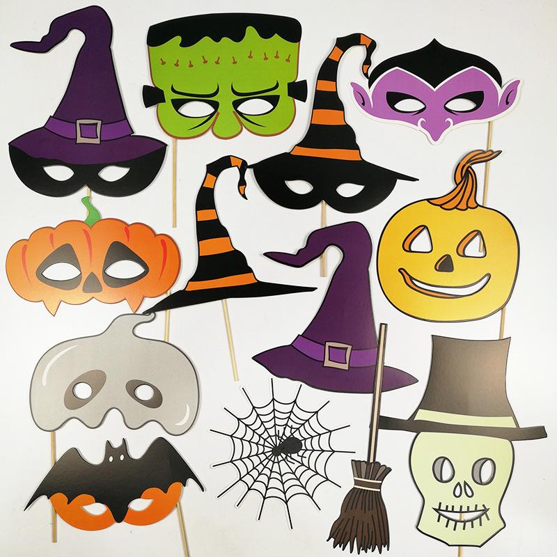 Halloween Photo Props: Single Party Handheld Mustache Expressions