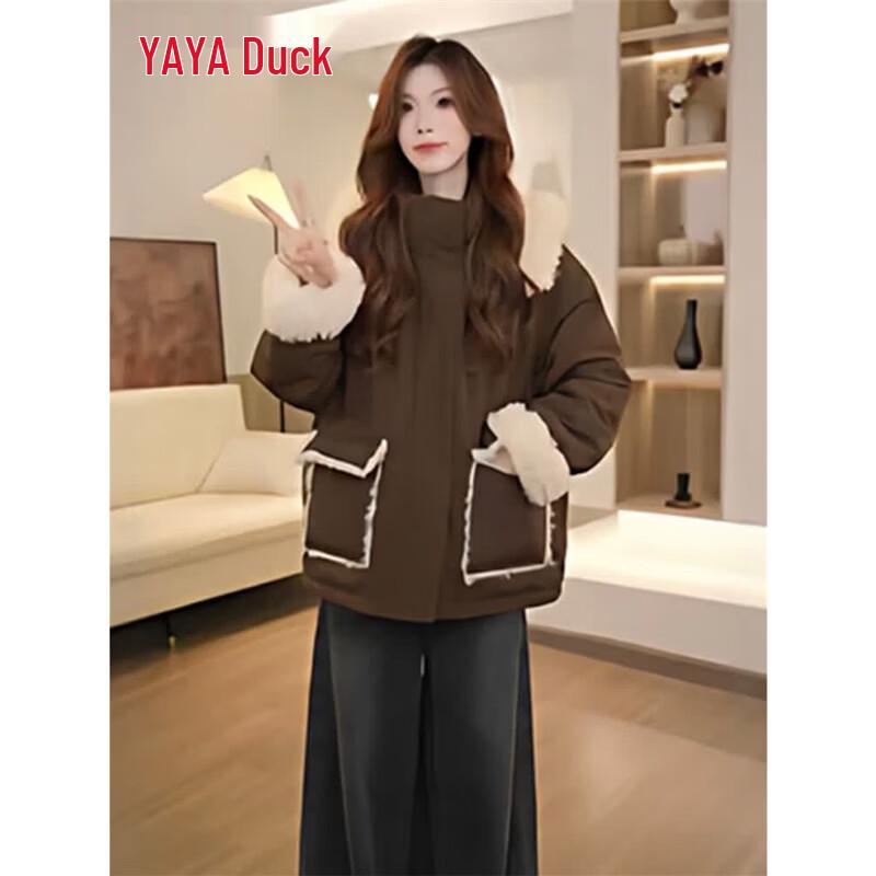 YAYA Women's Mid-Length Down Jacket with Fringed Patchwork YE5B612561D