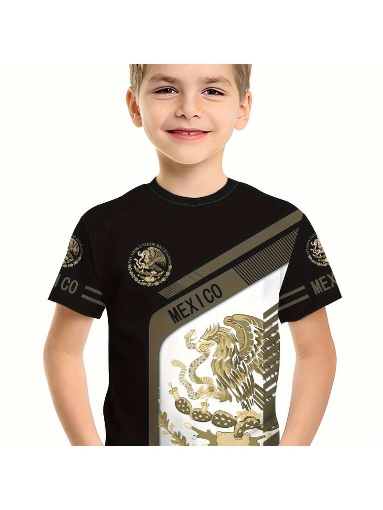 Summer Children's Clothing Boys Fashion Mexico Flag 3D Print T Shirt Short Sleeve