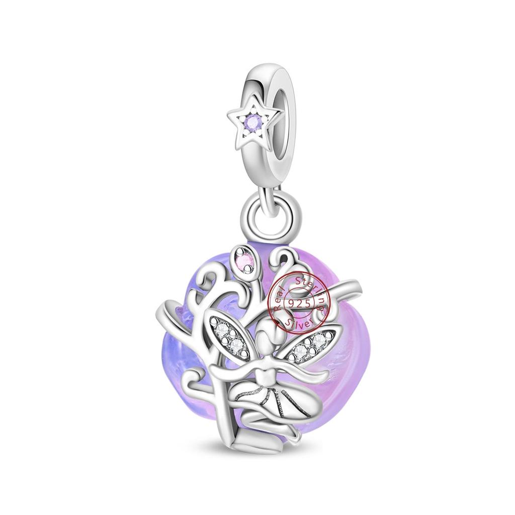 Original Luminous Charms Copper Fixed Clamp Beads Flower Fairy New Year'S Pendant Fit Bracelet Women Jewelry Gifts