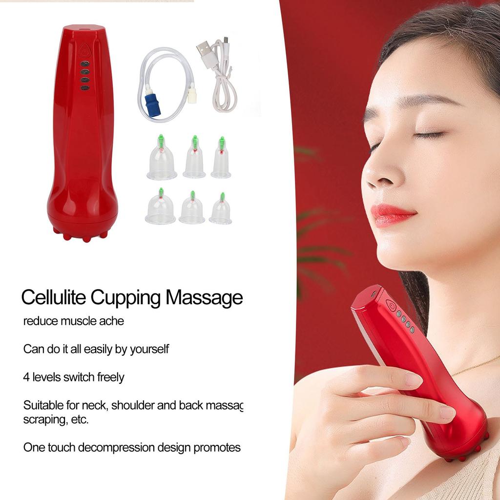 Cellulite Cupping Massager Electric Vacuum   Design 4 Levels Adjustment Smart Dynamic Cupping Therapy Set