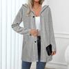 TikTok Amazon Cross-border Foreign Trade Autumn and Winter Large Size Solid Color Hooded Jacket Thickened Single-row Button Women's Top