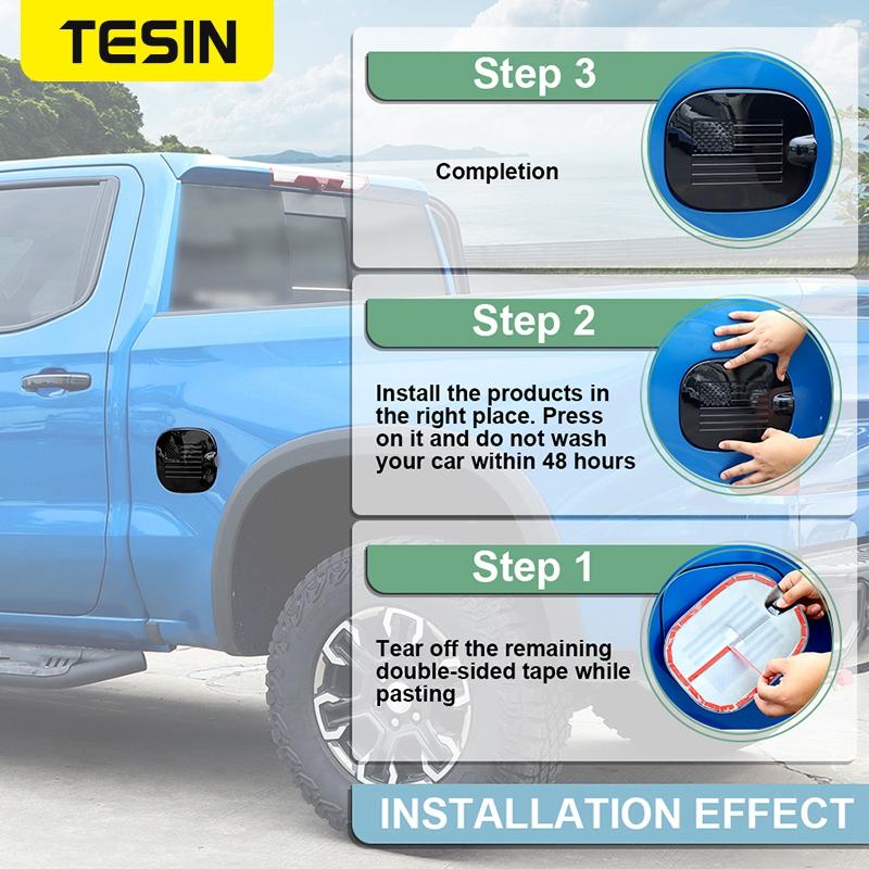 TESIN Car Fuel Filler Tank Cover Oil Cap Decoration Cover Stickers for Chevry Silverado GMC Sierra  Up Exterior