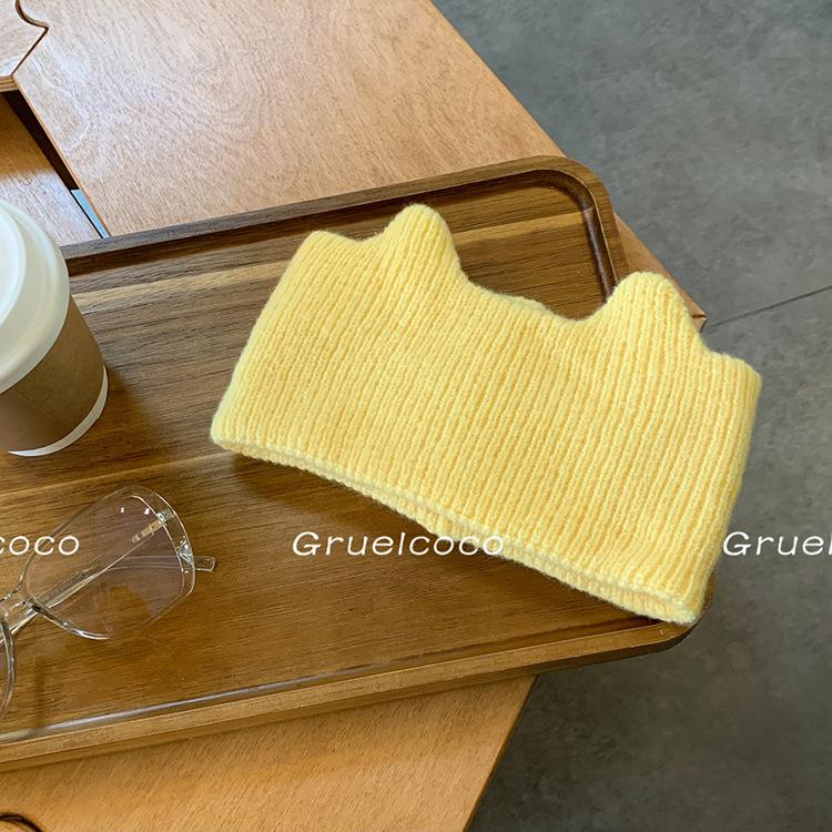 

Стучащая Милая Кошачьи Ушки Вязаная Повязка на Волосы для Женщин Высокоэластичная Повязка для Умывания Лица Ins Широкий Край Спортивная Повязка на Голову Осень и Зима