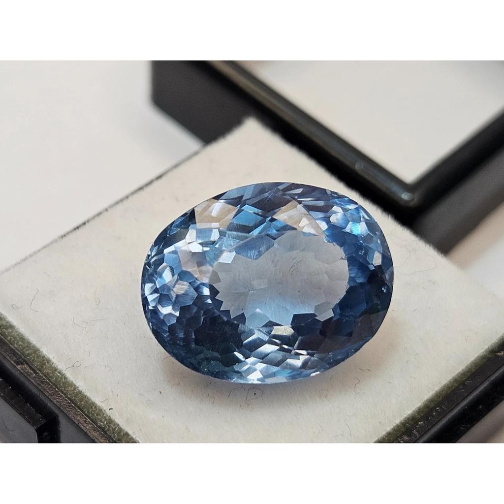 Oval Cut Blue Aquamarine & Stud Making 13-14 Ct Beautiful Loose Gemstone