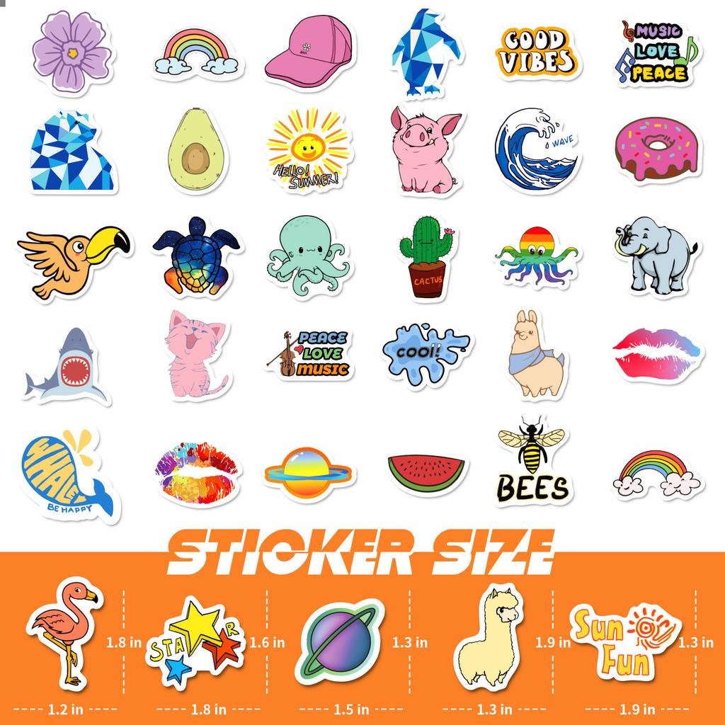 100 Small Size 4cm English Letters Small Fresh Stickers Cute Waterproof Cartoon Skateboard Guitar