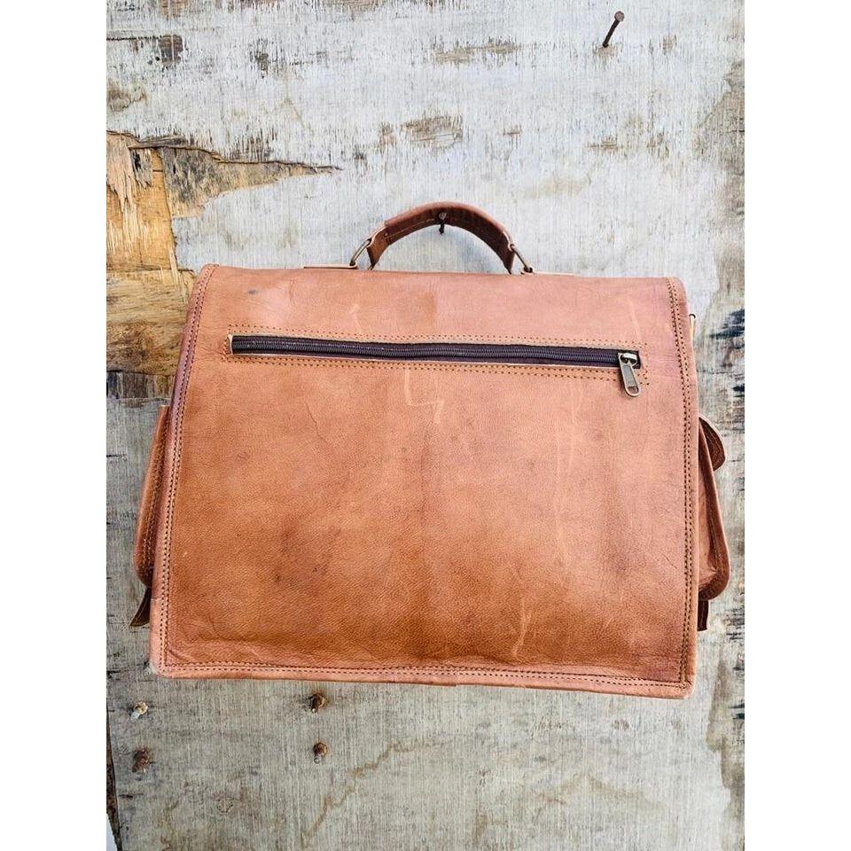 Genuine Vintage Brown Leather Messenger Bag Shoulder Laptop Bag Briefcase
