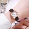 Quartz Movement Watch Women Square Dial Faux Leather Strap Ladies