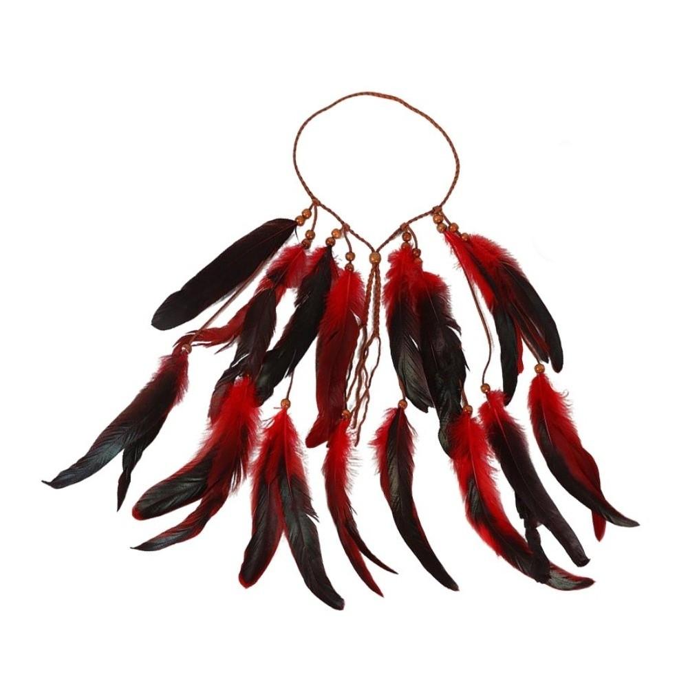 Boho Chic Indiase Stam Hoofdband Veer Kwast Bohemian Hoofdband Etnische Hoofddeksel Feestelijk Feest