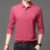 Tricou subțire cu mânecă lungă, larg, pentru bărbați, de primăvară și toamnă, tată de vârstă mijlocie, culoare solidă, guler polo