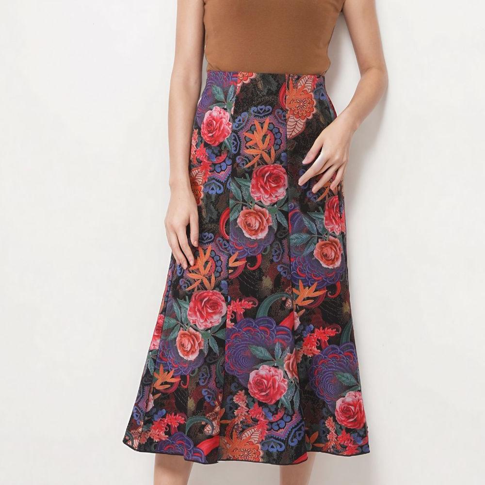 Women's Casual Printed Skirt, Floral Skirt, Trendy Temperament, A-line Skirt, Elastic Mid-length Skirt