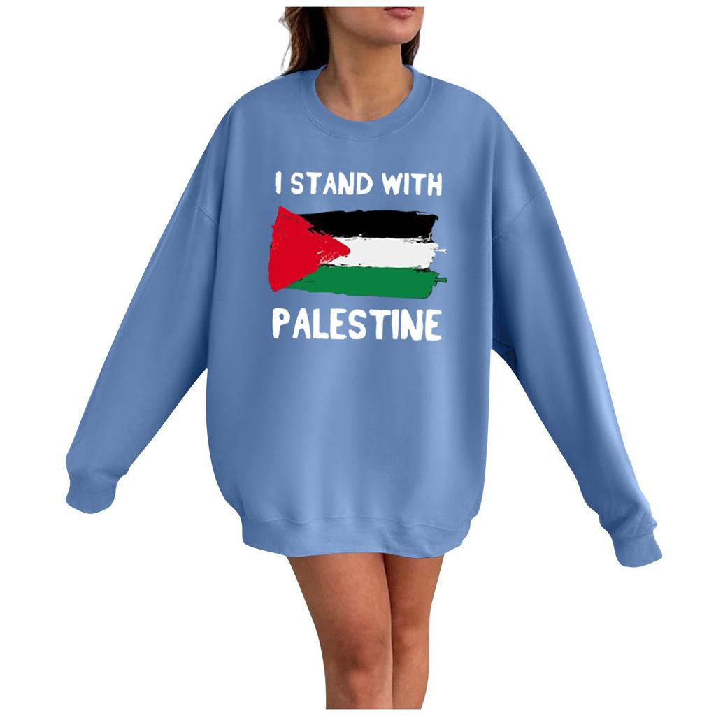 Women's Fashion Loose Casual Printed Long Sleeve Pullover Sweatshirt Top