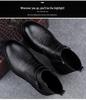 Men's British Style Mid-High Top Layer Cowhide Martin Boots, Autumn/Winter Leather, Plus Velvet, Zipper Short Boots