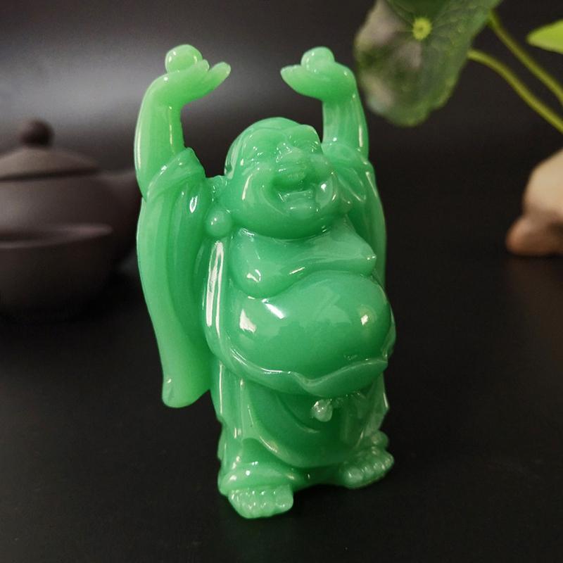 Glowing Man-made Jade Stone Chinese Maitreya Buddha Statue Sculpture For Home Garden Decoration Laughing Buddha Statues Figurine