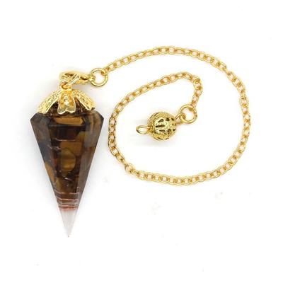 [Sedona Magic] Yin Reversal Orgonite Pendulum with Tiger's Eye Power Stone for Dowsing and Divination