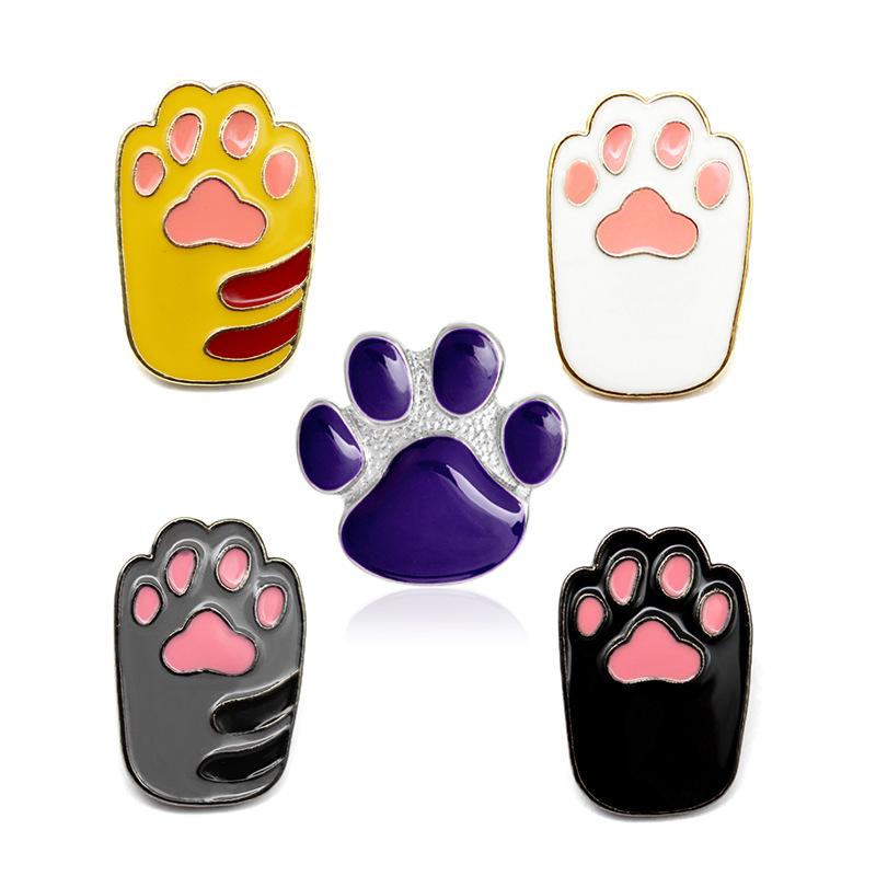 Cute Cartoon Dog & Cat Paw Enamel Brooch Pin - Popular Design